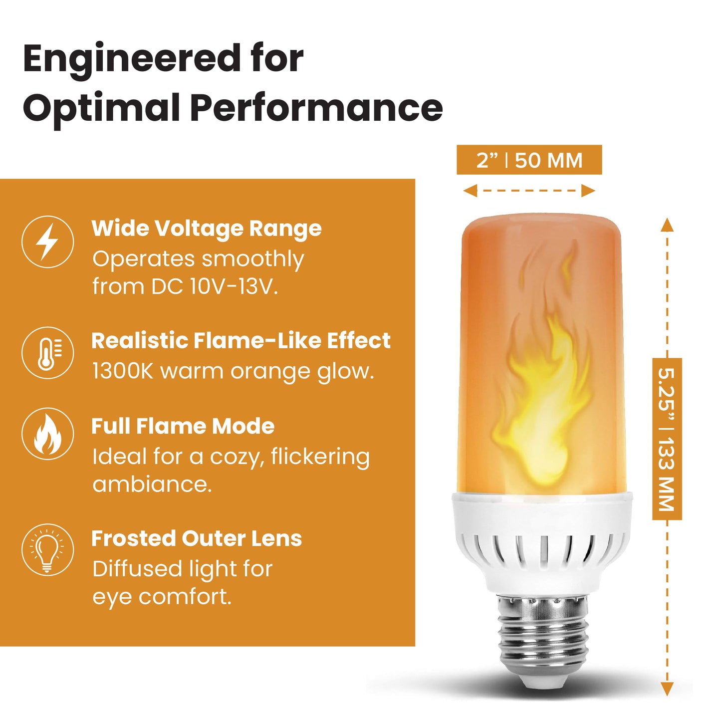 Flame Effect DC 12 Volt LED Fire Light Bulb Flaming Flicker E26 E27 Lamp