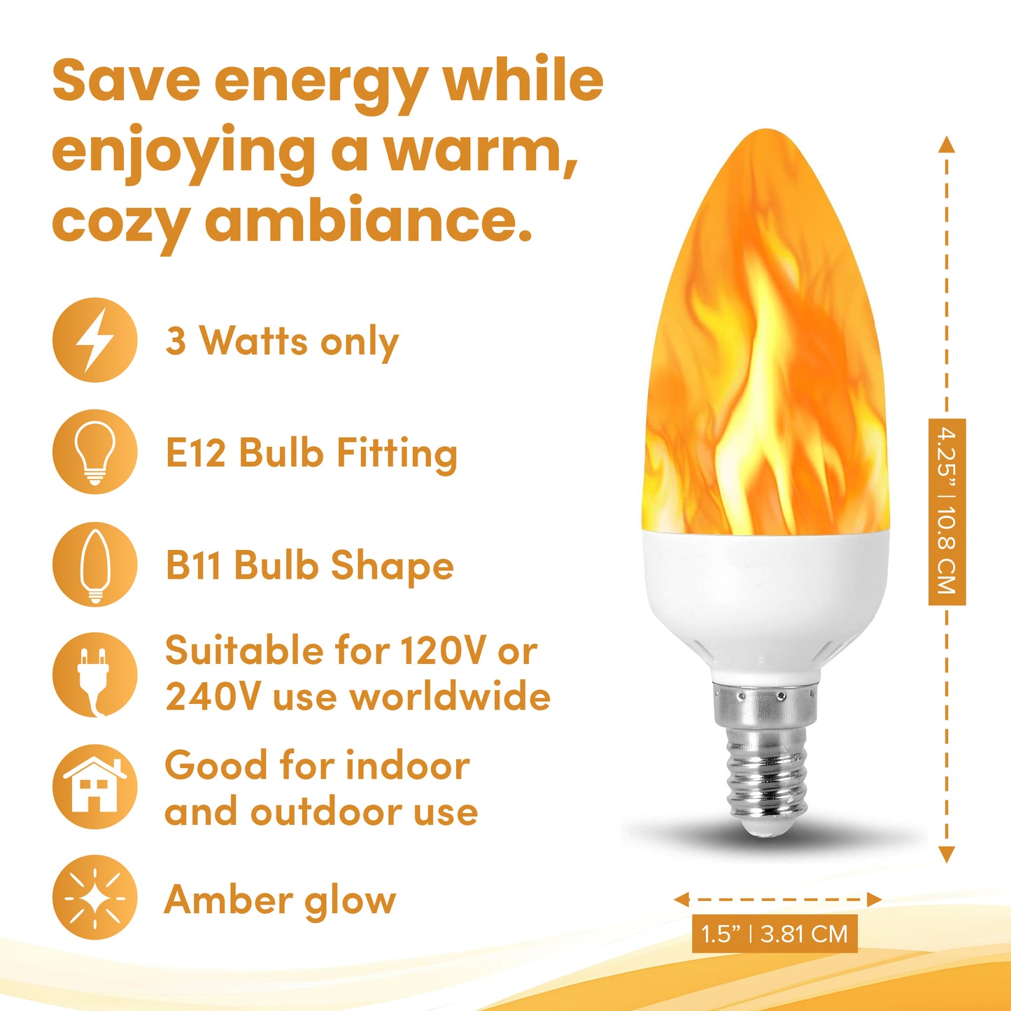 Candelabra Flame Effect LED Fire Candle Light Bulb l Ambient Flaming Flicker Effect E12 E14 Socket