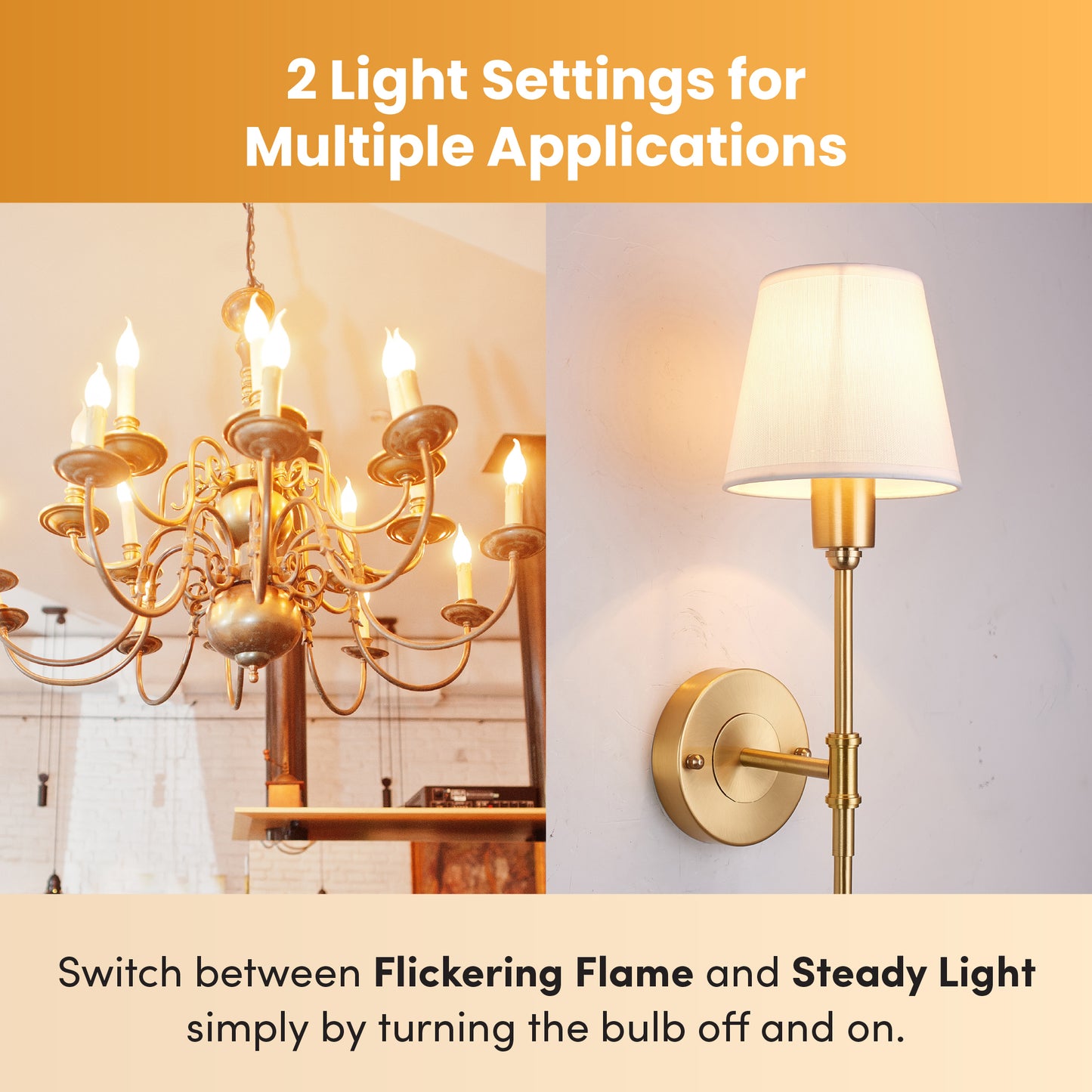 Candelabra Flame Effect LED Fire Candle Light Bulb l Ambient Flaming Flicker Effect E12 E14 Socket