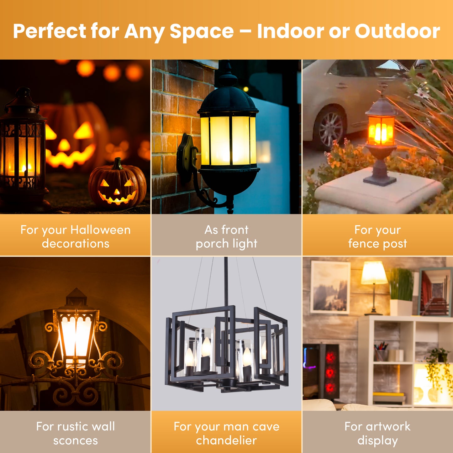 Candelabra Flame Effect LED Fire Candle Light Bulb l Ambient Flaming Flicker Effect E12 E14 Socket