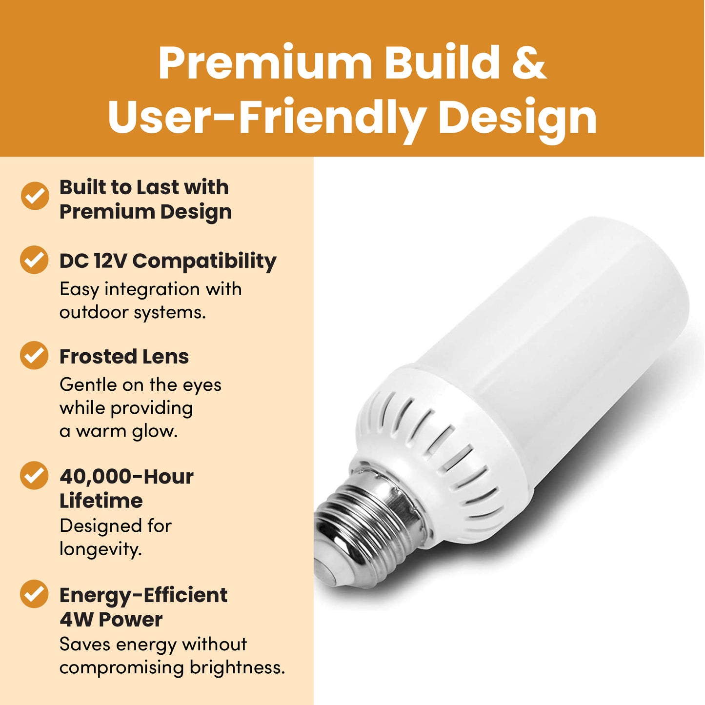 Flame Effect DC 12 Volt LED Fire Light Bulb Flaming Flicker E26 E27 Lamp