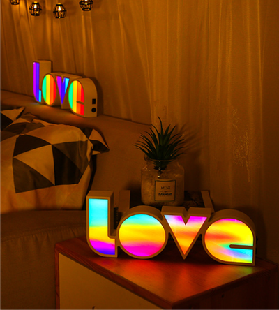 Rainbow Multicolor Desktop Bedside LED Desk Lamp Night Light I LOVE