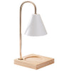 White Candle Holder with Light Wood Base | Candle Lamp with Dimmer Switch