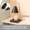 Black Candle Holder with Dark Wood Base | Candle Lamp with Dimmer Switch
