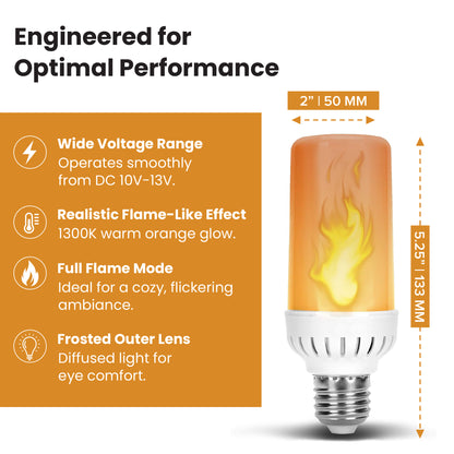 Flame Effect DC 12 Volt LED Fire Light Bulb Flaming Flicker E26 E27 Lamp