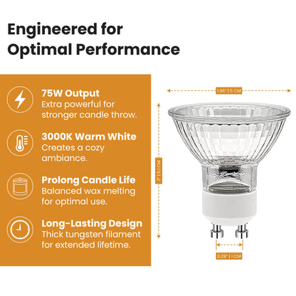 Upgrade Your Candle Lamp l 75W Replacement 2 Pin Halogen GU10 Spot Heat Light Bulb - 120V