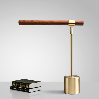 LED Wood Brass Elegant Desk Table Light - Bedroom Study Banker Adjustable Lamp