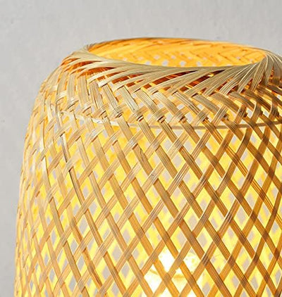 Rattan Weave Exquisite Lamp Shade | Bamboo Desk Table Lamp with Wood Base