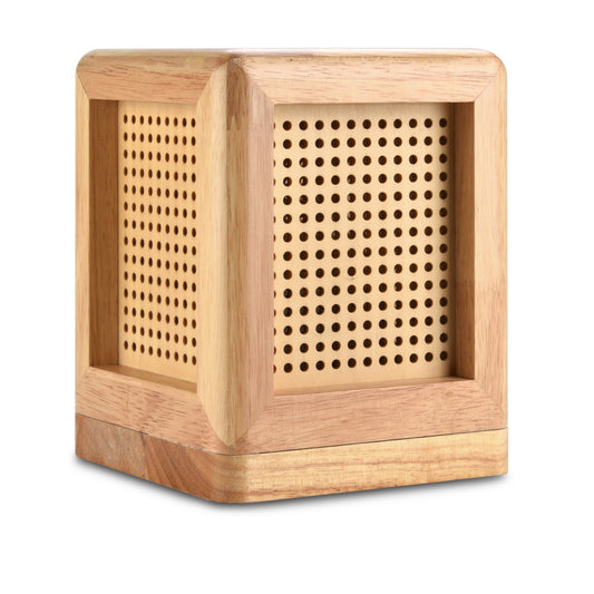 Wooden Cube Lamp Circular Perforated Netting Accent Table Spa Lamp