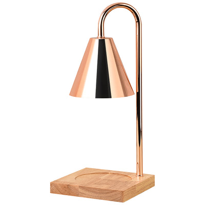 Rose Gold Candle Holder with Light Wood Base | Electric Candle Warmer
