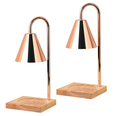 Rose Gold Candle Holder with Light Wood Base | Electric Candle Warmer