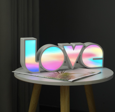 Rainbow Multicolor Desktop Bedside LED Desk Lamp Night Light I LOVE