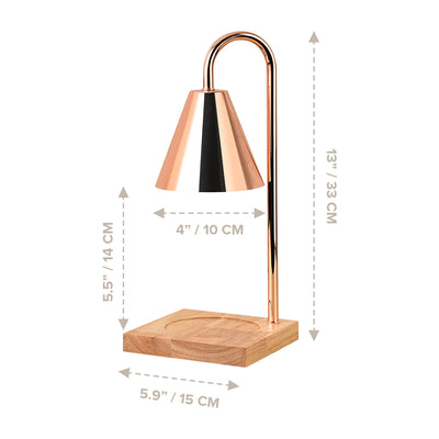 Rose Gold Candle Holder with Light Wood Base | Electric Candle Warmer