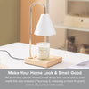 White Candle Holder with Light Wood Base | Candle Lamp with Dimmer Switch