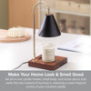 Black Candle Holder with Dark Wood Base | Candle Lamp with Dimmer Switch