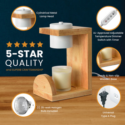Modern Nordic Solid Wood Candle Warmer Lamp Flameless & Healthy Choice for Kids and Pets