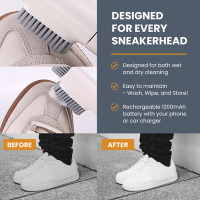 Footwear Easy Clean Ultrasonic Shoe Cleaning Brush - Travel Portable For Sneakers Leather
