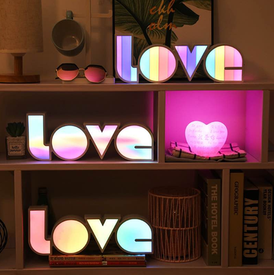 Rainbow Multicolor Desktop Bedside LED Desk Lamp Night Light I LOVE