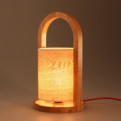 Reading Lamp With Wood Grain Lampshade