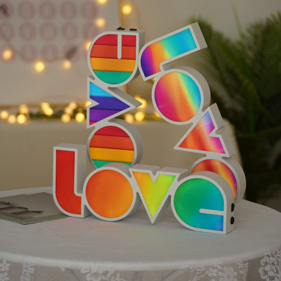 Rainbow Multicolor Desktop Bedside LED Desk Lamp Night Light I LOVE