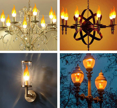 Flame Effect Chandelier LED Fire Candle Light Bulb Flaming Flicker E12 E14