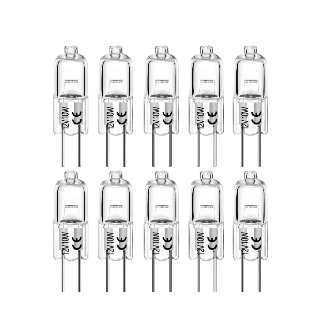 G4 10W AC/DC 12V Clear Housing Halogen Light Bulb JC Spot Bi Pin I 10 Pack