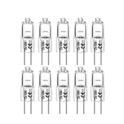 G4 10W AC/DC 12V Clear Housing Halogen Light Bulb JC Spot Bi Pin I 10 Pack