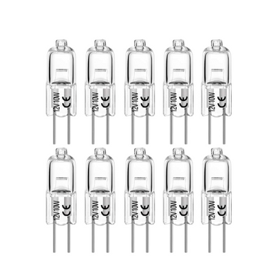 G4 10W AC/DC 12V Clear Housing Halogen Light Bulb JC Spot Bi Pin I 10 Pack