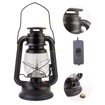 Matte Black Classic Oil Lantern Light Bulb Lamp l Electric Vintage Vibe