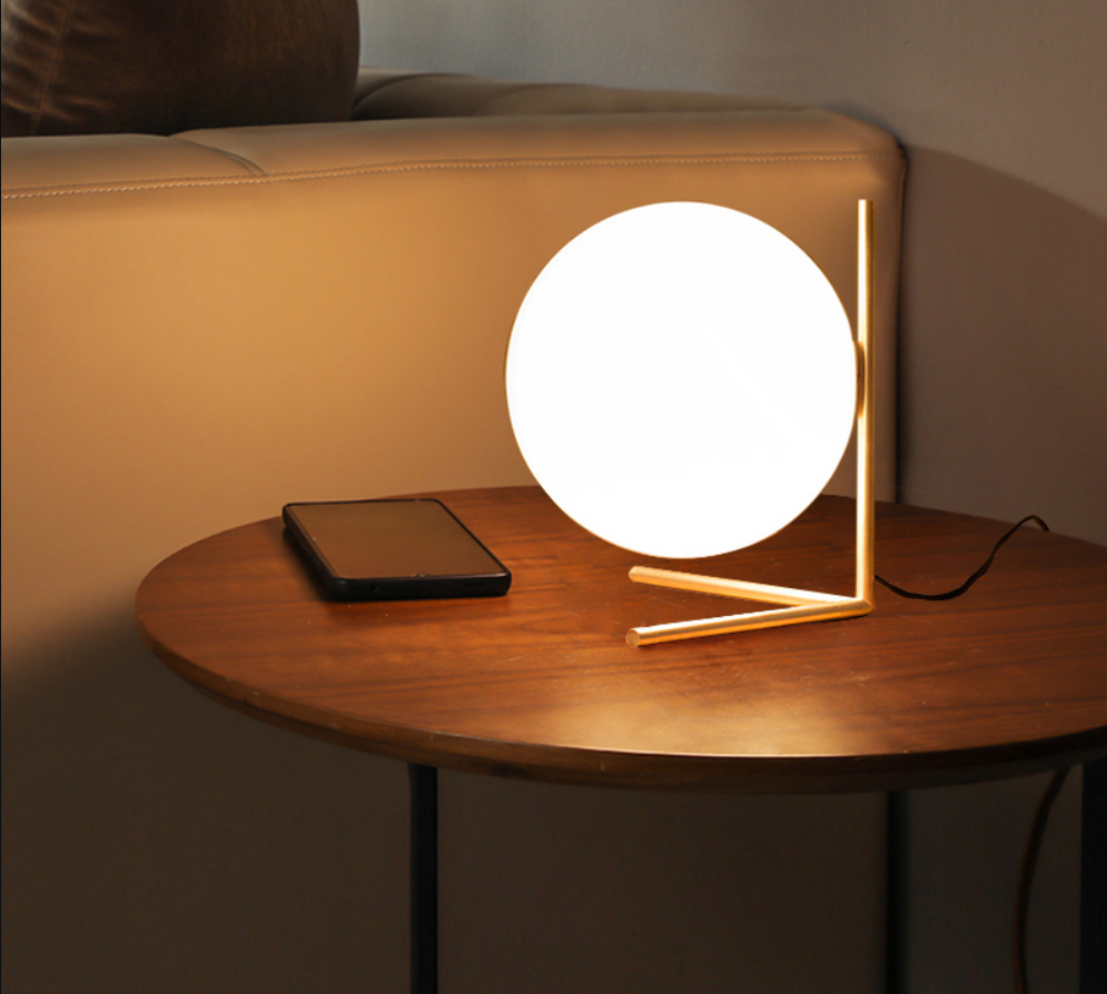 Simplistic Glass Orb Desk Bed Side Table Lamp I Floating Ball Style 12 12VMonster Lighting
