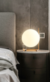 Simplistic Moon Orb Desk Side Table Lamp I Floating Sphere Style 8"