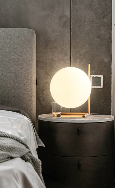 Simplistic Moon Orb Desk Side Table Lamp I Floating Sphere Style 8"